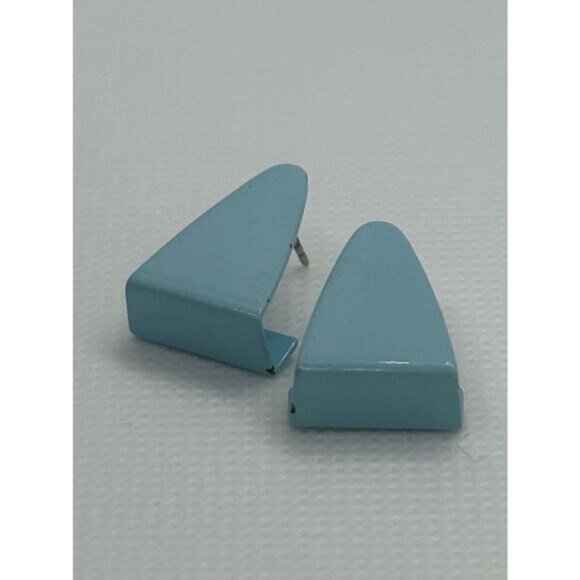 Triangle Geometry Baby Blue Pierced Post Back Stud Earrings - Picture 1 of 10